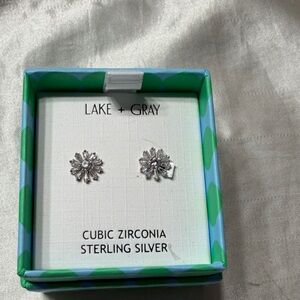 Sterling silver cubic zirconia cluster earrings